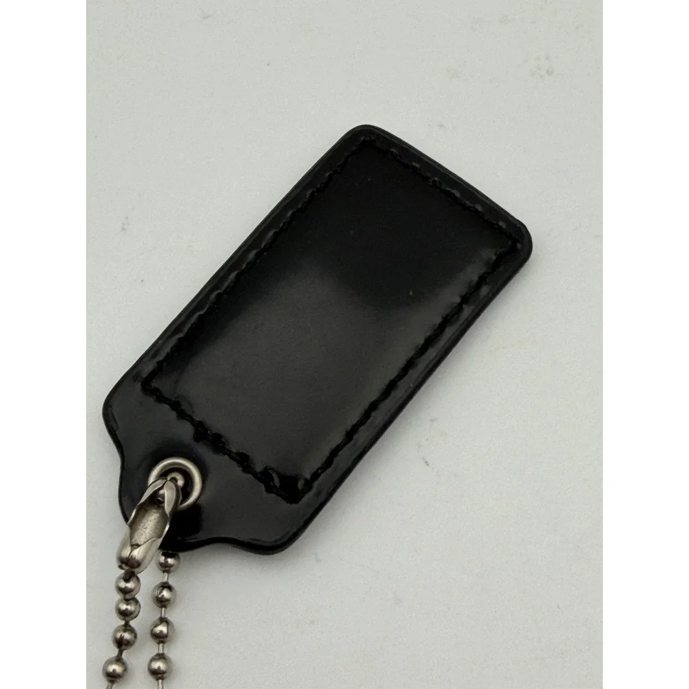 COACH Keychain Silvertone Metal Medallion Logo Purse Charm W/ Small Black Tag
